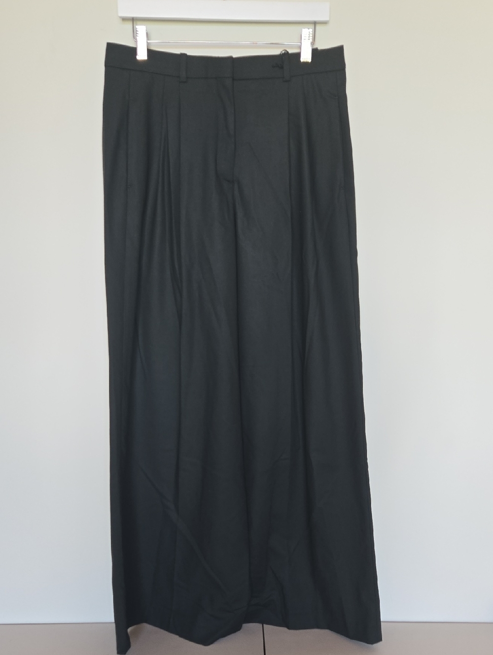 Zara Black Wide-Leg Pleated Dress Pants